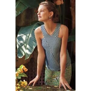 Anthropologie (HD in Paris) | Blue Tiled Jacquard Criss Cross Top | Size 0P